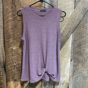 Miholl Sleeveless Blouse Tank Top Waffle Knit Knot Twist Bottom size M